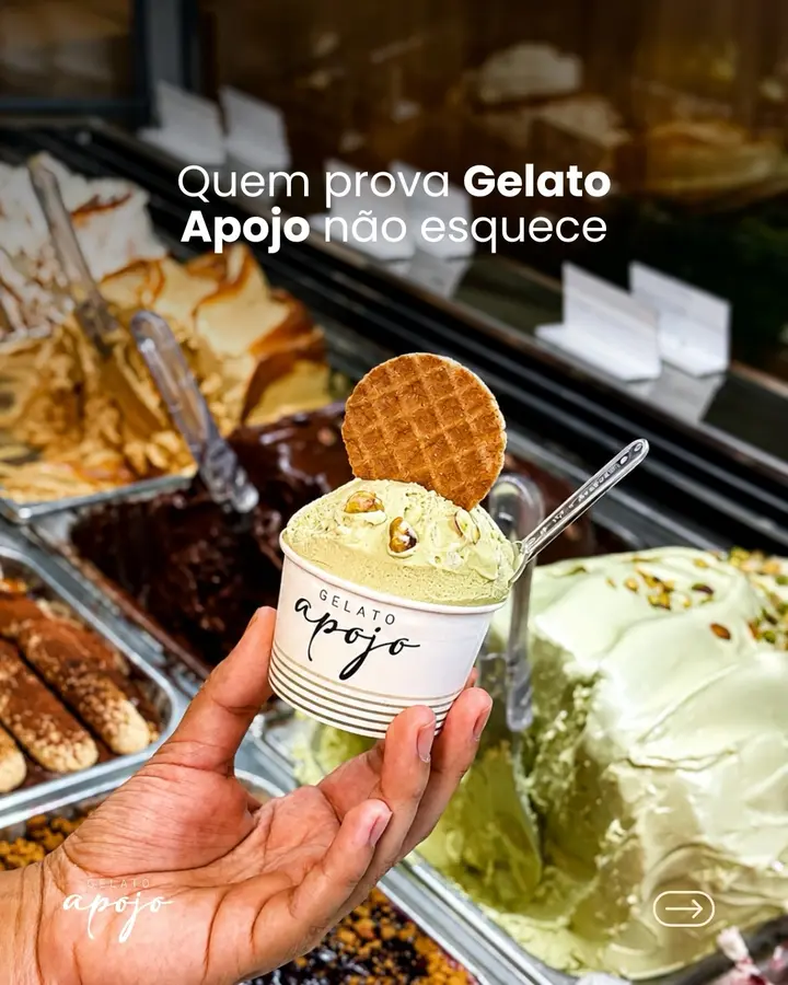 Publicação da Apojo: gelato com biscoitinho